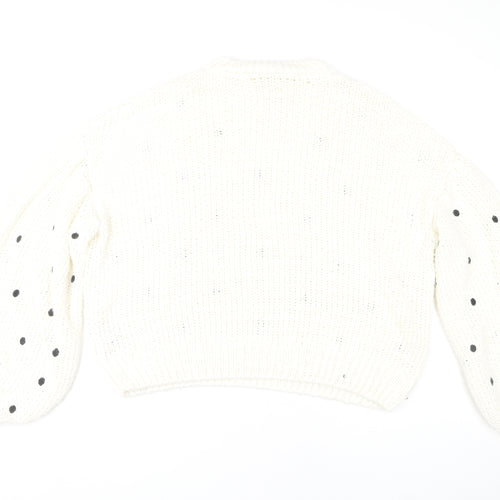 Topshop Women's White Polka Dot Jumper M