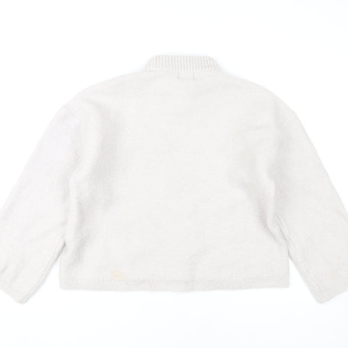 H&M Women's Ivory Crew Neck Wool Blend Pullover, Size S