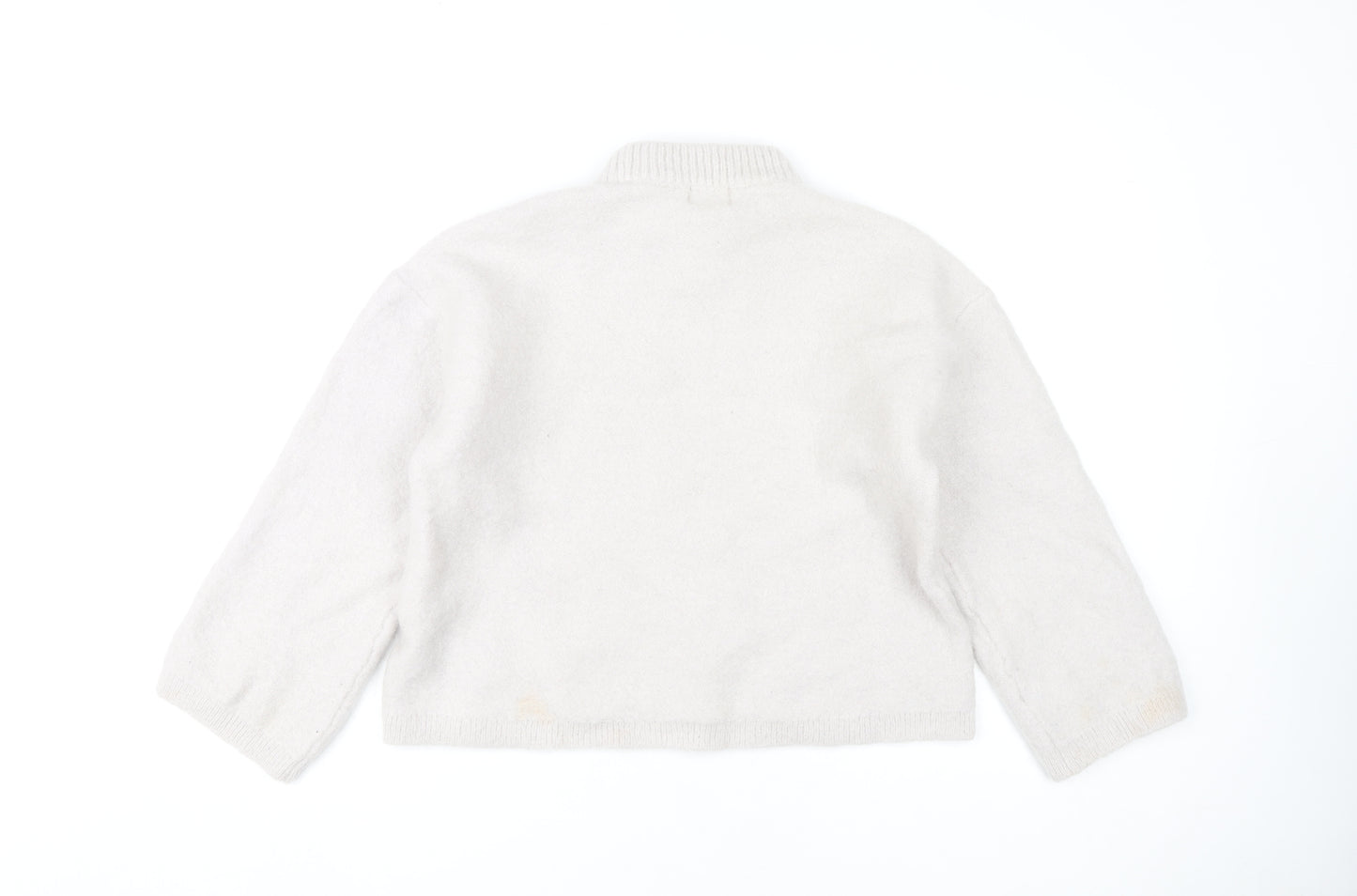 H&M Women's Ivory Crew Neck Wool Blend Pullover, Size S