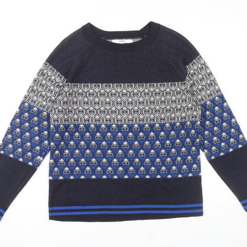 Next Women's Blue Geometric Knit Pullover Jumper Size 16