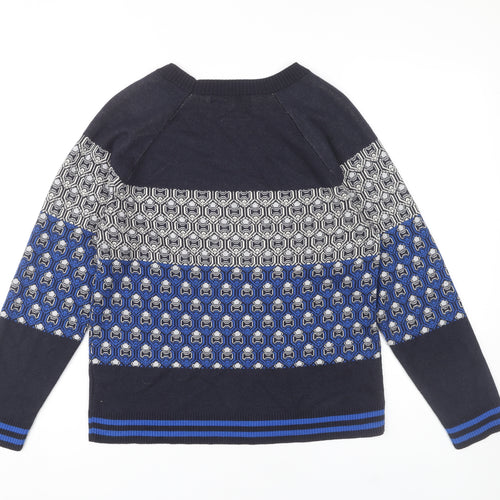 Next Women's Blue Geometric Knit Pullover Jumper Size 16