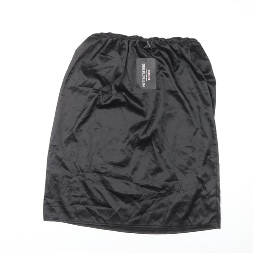 PrettyLittleThing Black Polyester Skirt Women UK 16