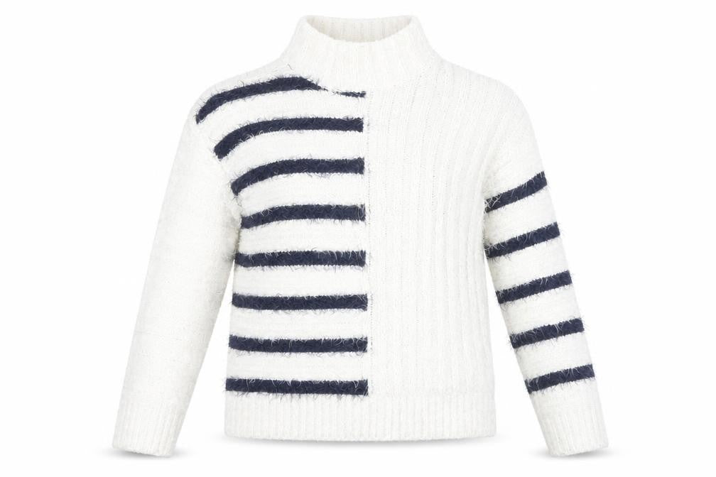 Front view of Marks & Spencer Women's White Striped Pullover XS