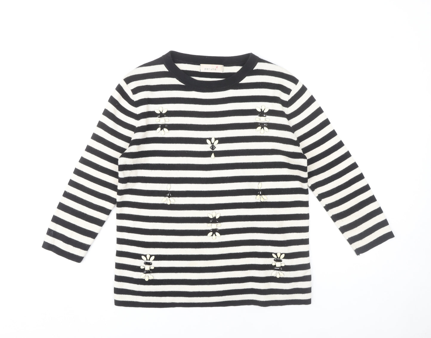 Marks and Spencer Women's Black Striped Pullover Jumper