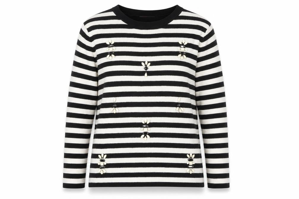 Front view of Marks & Spencer Women's Black Striped jumper