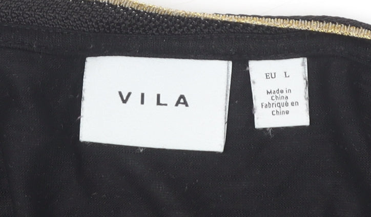 Vila Women's Black V-Neck Dress L