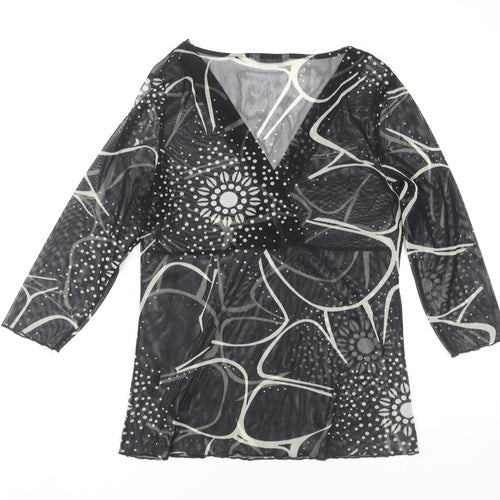 Marks and Spencer Women's Black Geometric Wrap Top