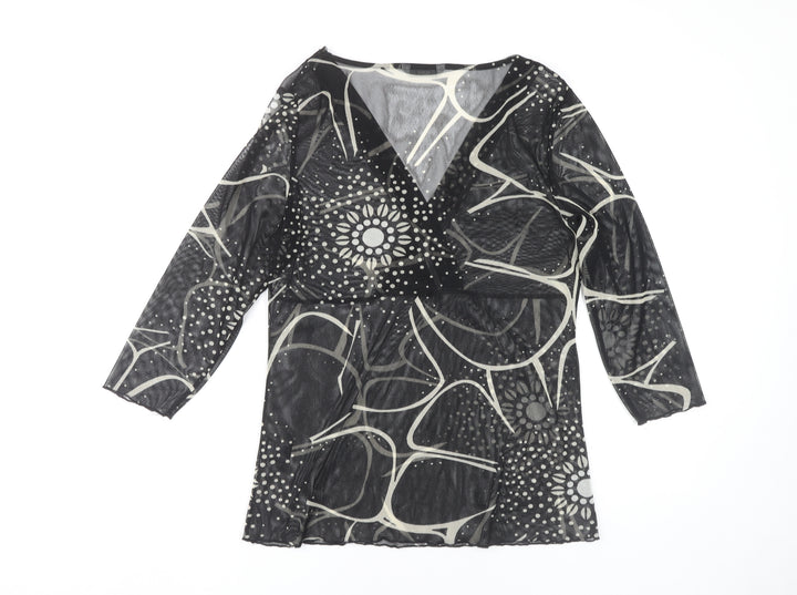 Marks and Spencer Women's Black Geometric Wrap Top