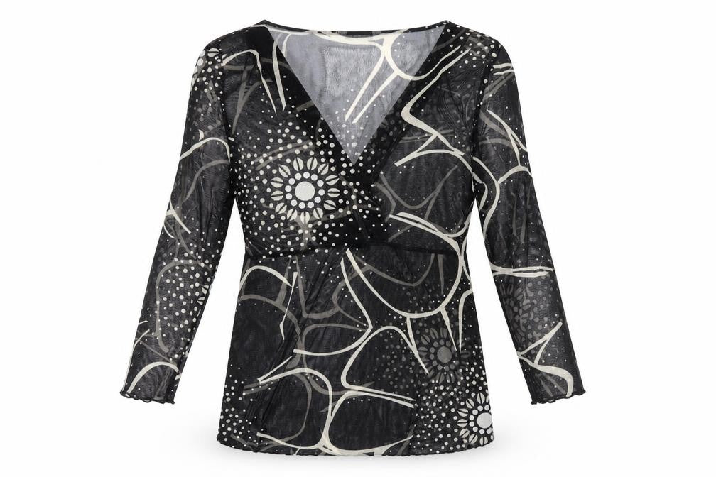 Front view of Marks & Spencer Women's Black Geometric Wrap Top