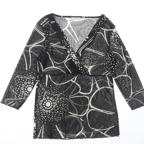 Marks and Spencer Women's Black Geometric Wrap Top