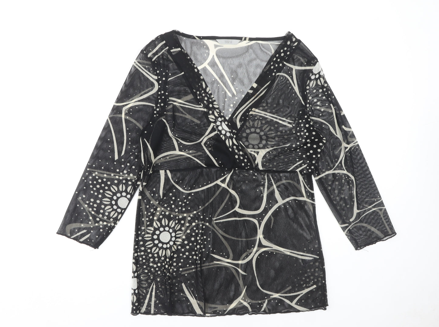 Marks and Spencer Women's Black Geometric Wrap Top