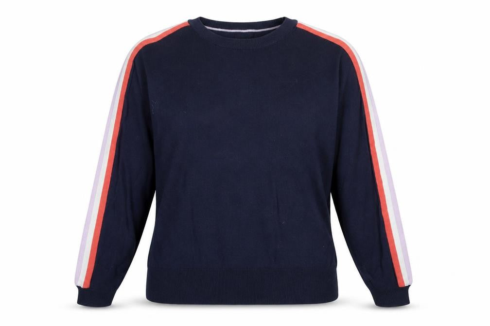 Front view of M&Co Women's Blue Crew Neck Jumper, size 14