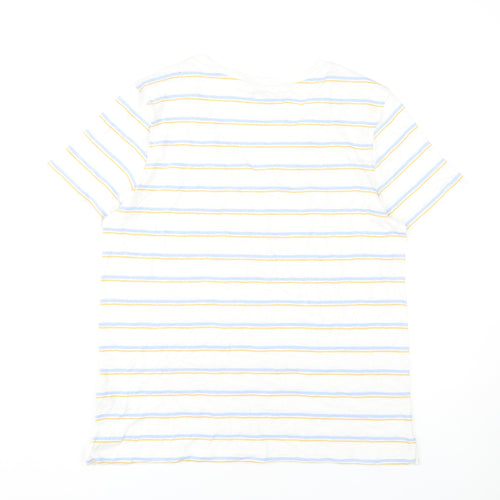 Marks and Spencer Women’s White Striped Cotton T-Shirt