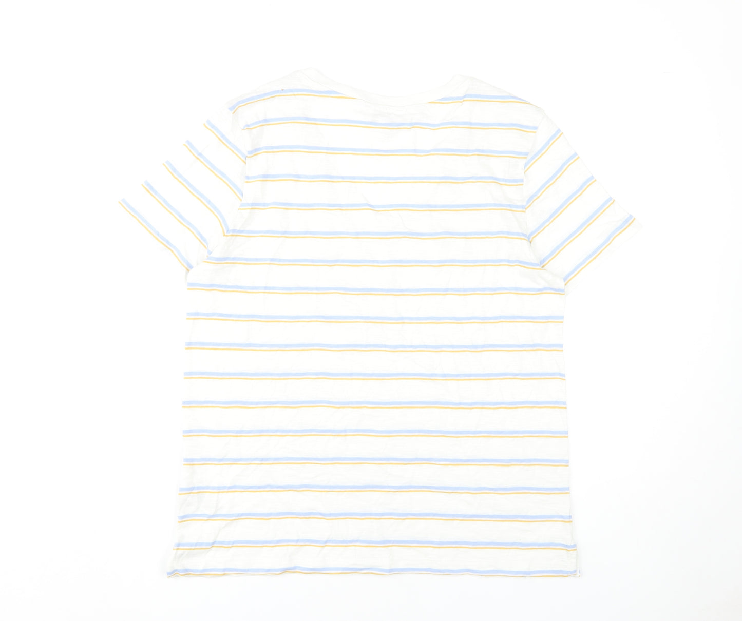 Marks and Spencer Women’s White Striped Cotton T-Shirt