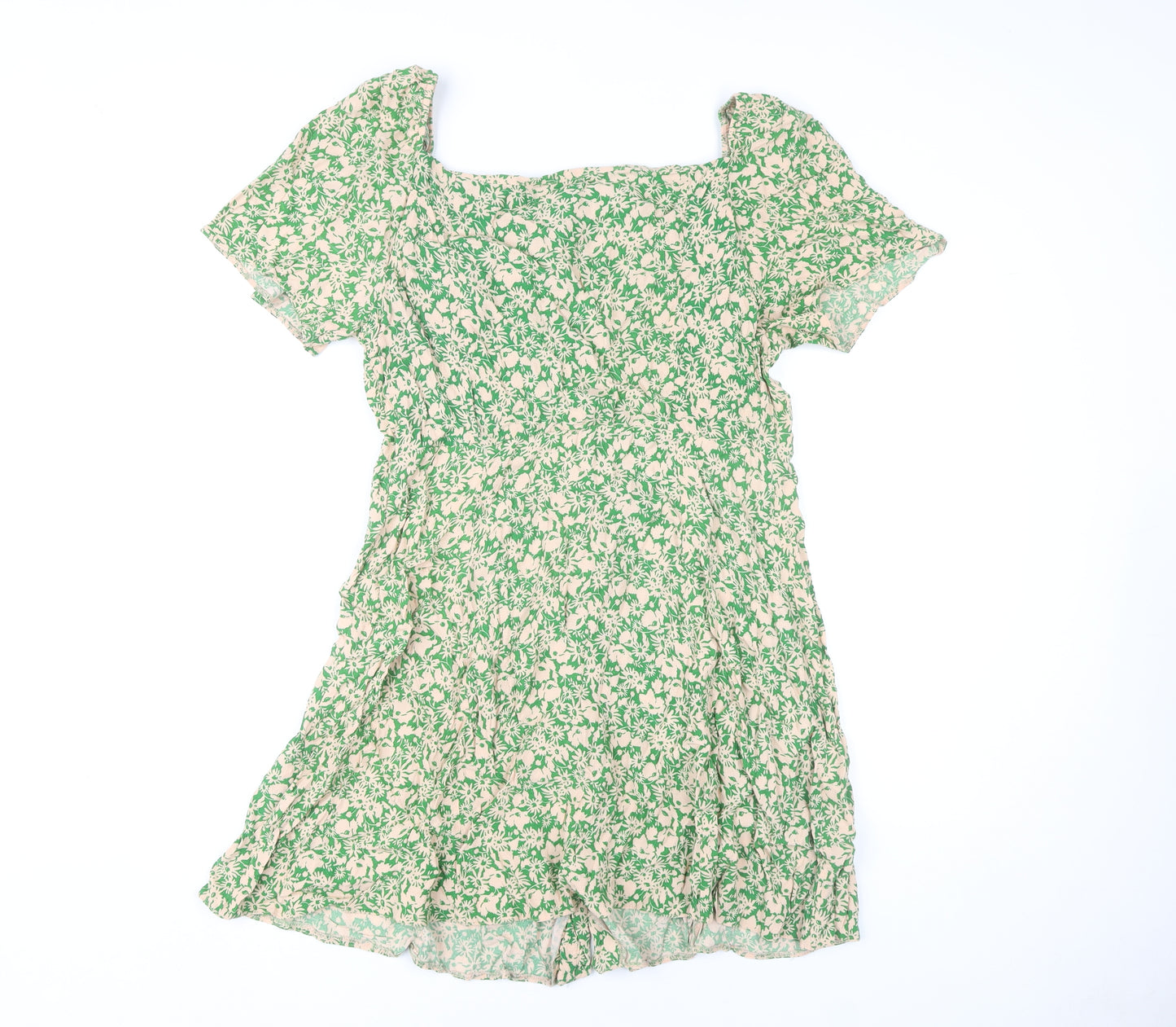 New Look Women's Green Floral Dress Size 16