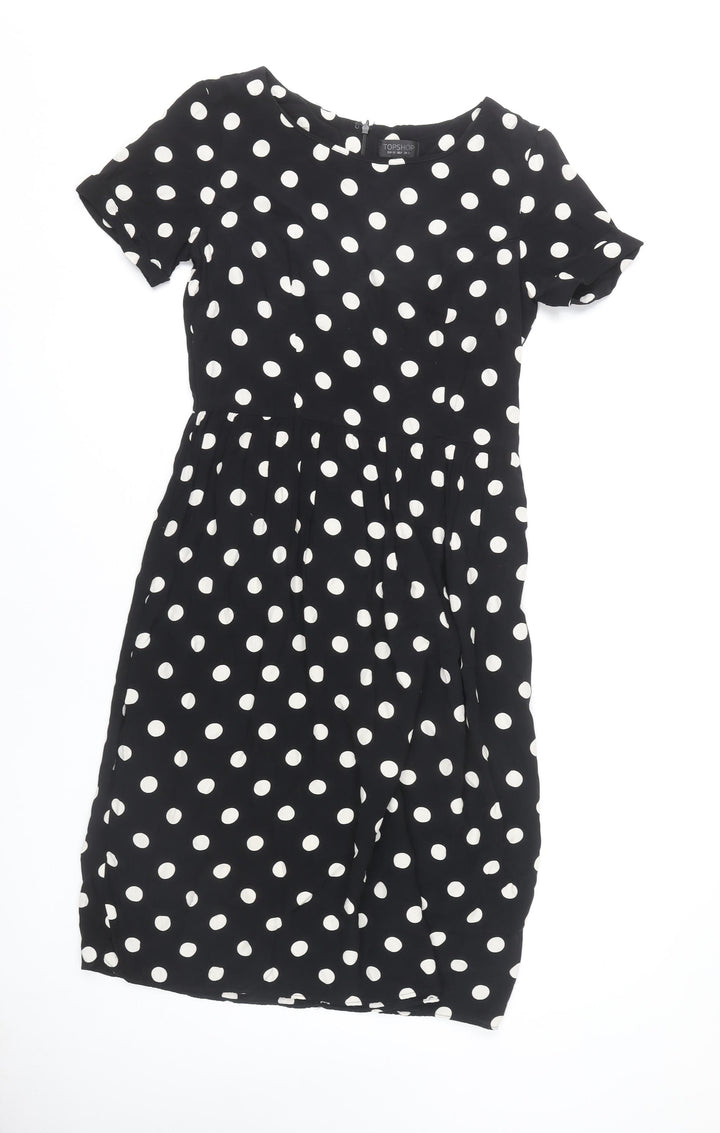 Topshop Women's Black Polka Dot Dress, Size 12, New