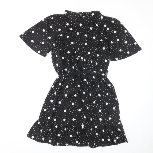New Look Women's Black Polka Dot A-Line Dress Size 10