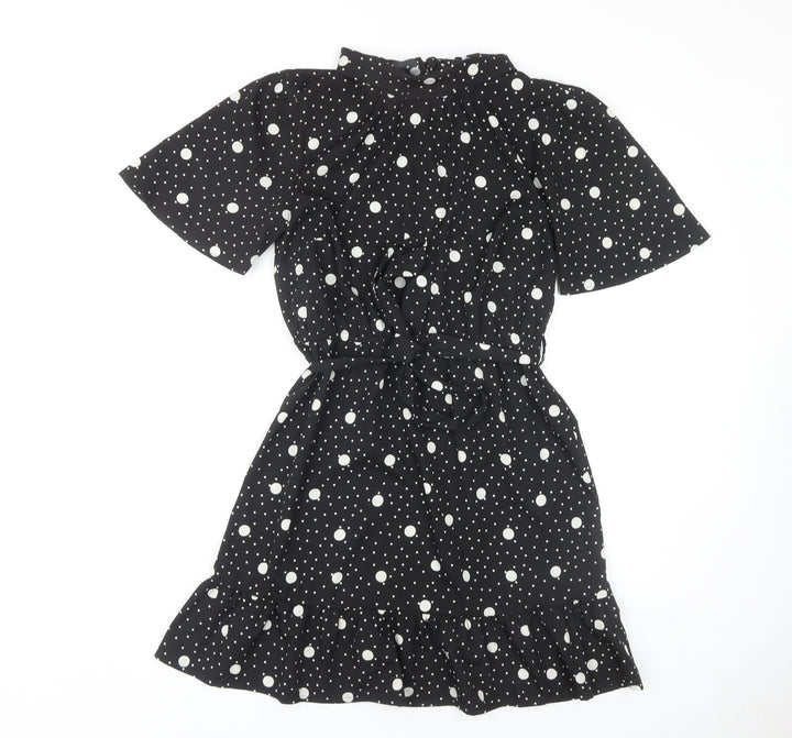 New Look Women's Black Polka Dot A-Line Dress Size 10