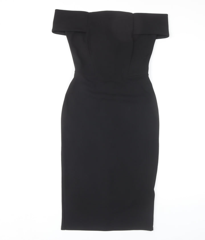 New Look Women's Black Off-Shoulder Bodycon Midi Dress