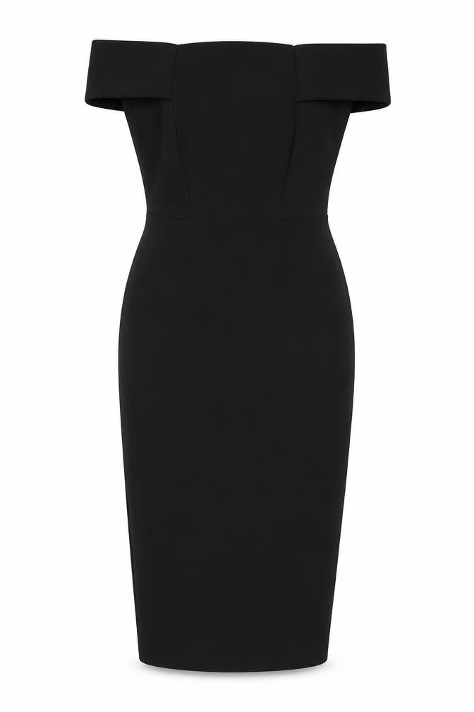 New Look Women's Black Off-Shoulder Bodycon Midi Dress