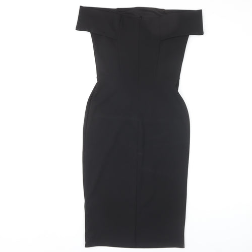 New Look Women's Black Off-Shoulder Bodycon Midi Dress