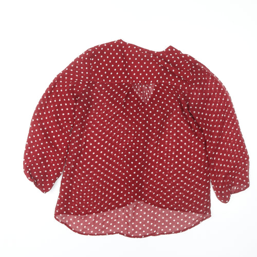 Zara Basic Women's Red 3/4 Sleeve Polka Dot Blouse - S