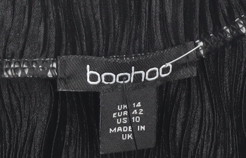 Boohoo Women's Black Button-Up Shirt, Size 14