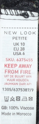 New Look Women's Black Floral A-Line Midi Skirt Size 10