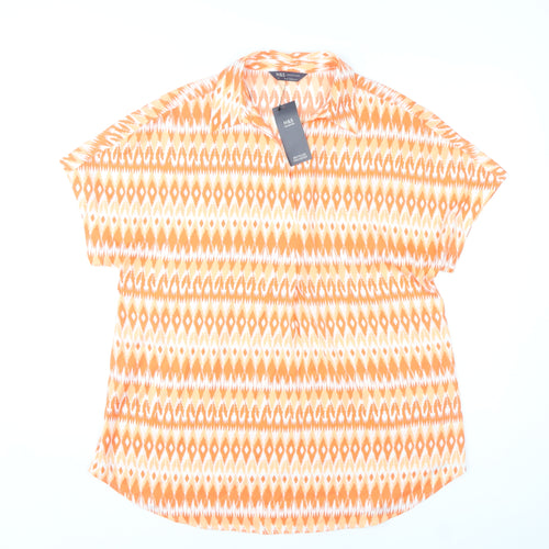 Marks and Spencer Women's Orange Geometric Blouse, Size 10