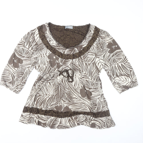 Per Una Women's Brown Floral Tunic Blouse, Size 18