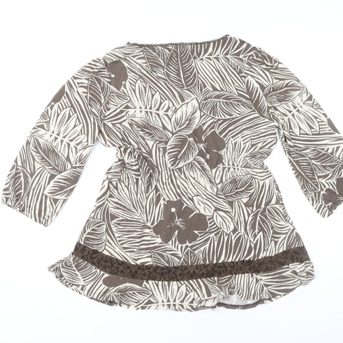Per Una Women's Brown Floral Tunic Blouse, Size 18