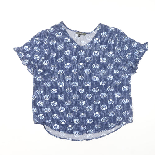 Bonmarché Women's Blue Floral V-Neck Blouse, Size 16