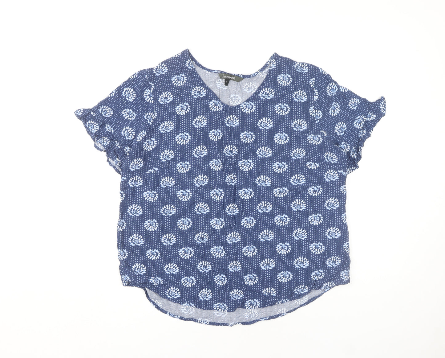 Bonmarché Women's Blue Floral V-Neck Blouse, Size 16