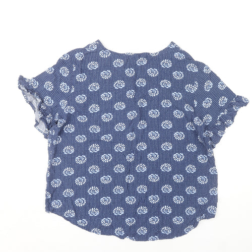 Bonmarché Women's Blue Floral V-Neck Blouse, Size 16