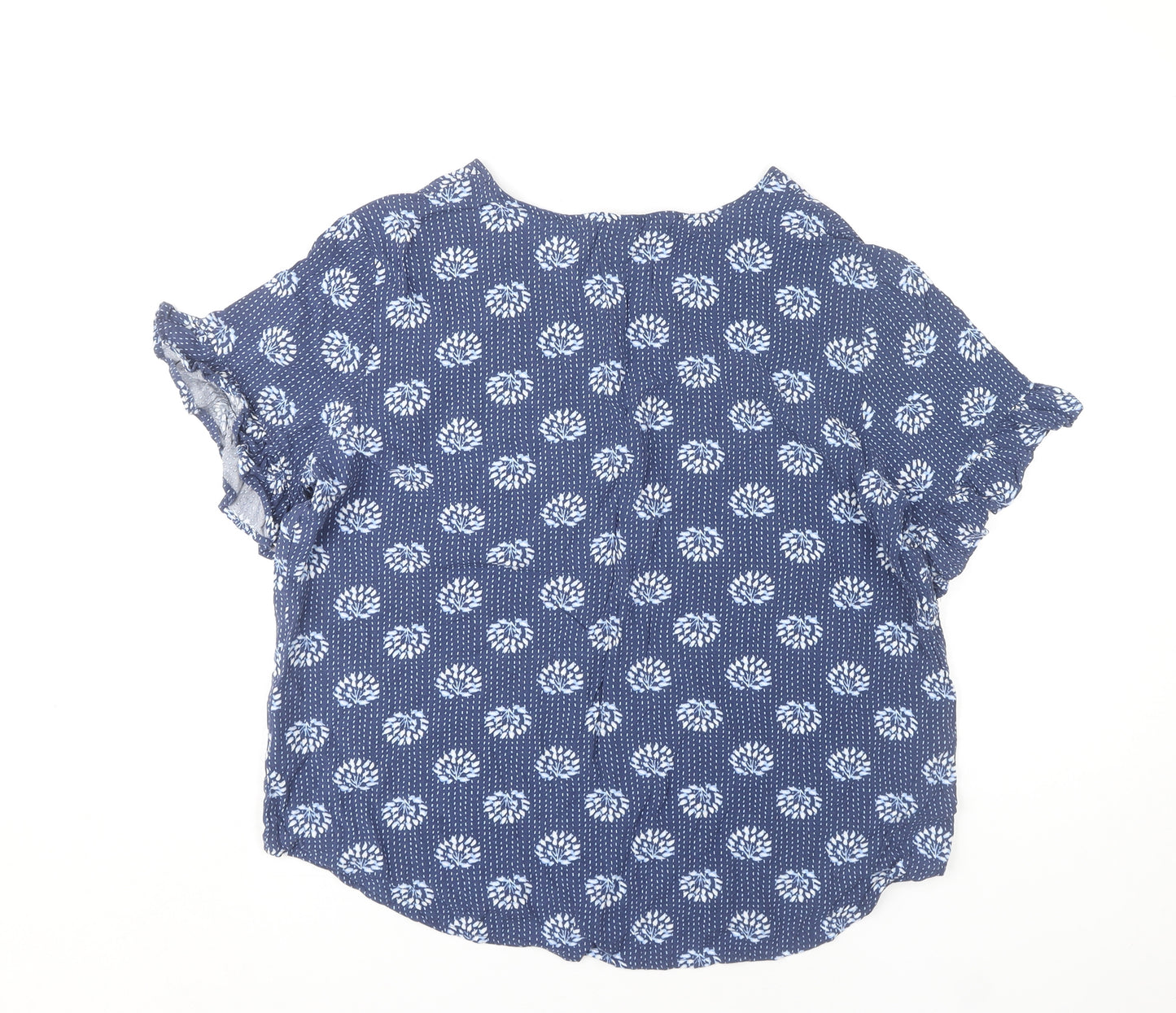 Bonmarché Women's Blue Floral V-Neck Blouse, Size 16