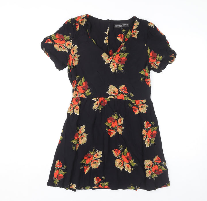 Topshop Women's Floral A-Line Short Dress UK 10