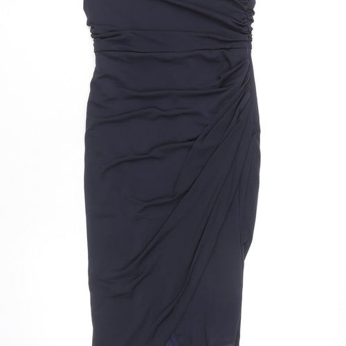 AX Paris Women's Blue Sheath Dress, Size 8, One Shoulder