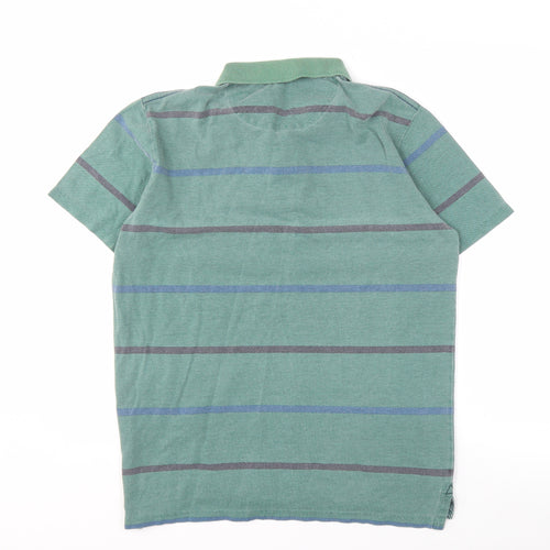 J. Crew Men's Green Striped Polo, Size M