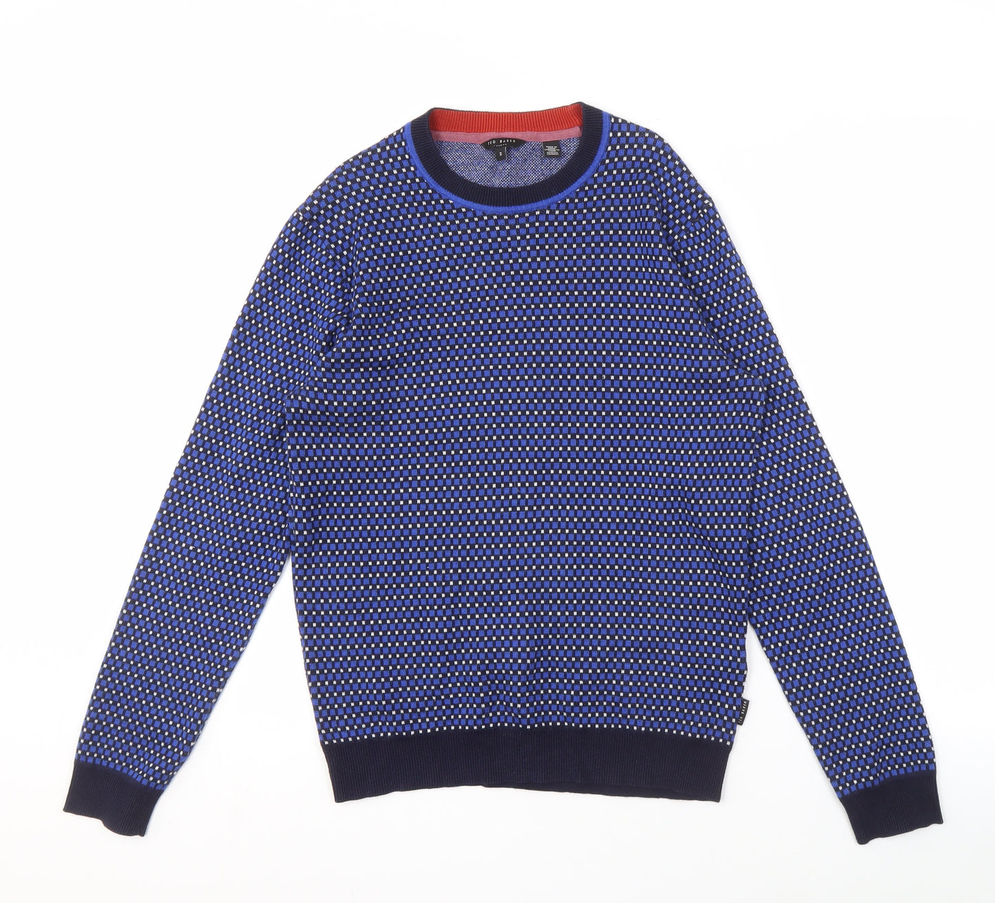Ted Baker Men's Blue Geometric Pullover Jumper S