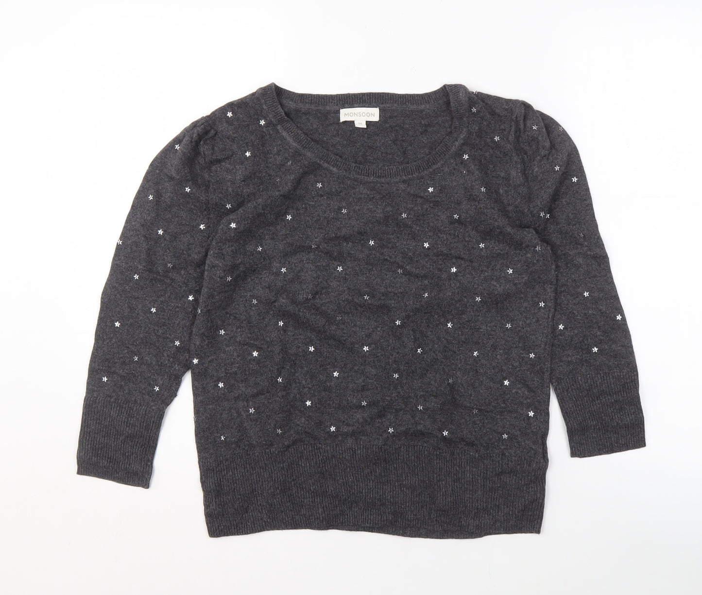 Monsoon Women's Grey Pullover Jumper, Size M, Crew Neck