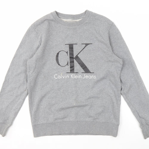 Calvin Klein Men's Grey Sweatshirt M Pullover Logo