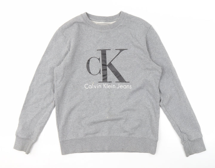 Calvin Klein Men's Grey Sweatshirt M Pullover Logo