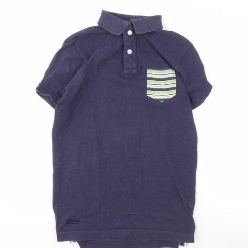 Superdry Men's Navy Cotton Polo Shirt M Pockets