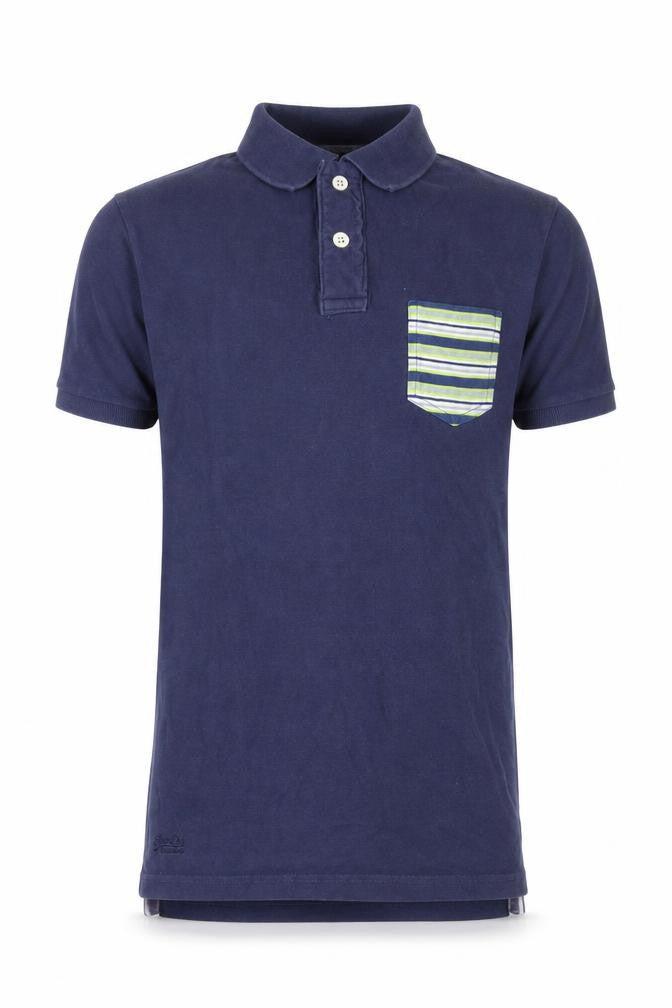 Front view of Superdry Men's Navy Cotton Polo Shirt M Pockets