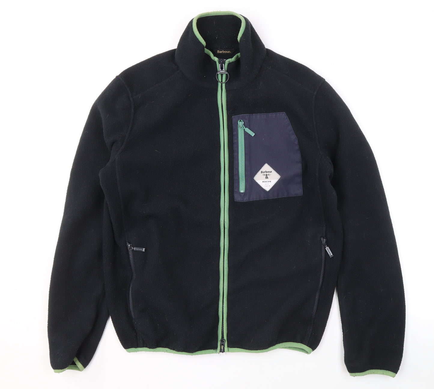 Barbour Men's Black Fleece Jacket M - Zip, Pockets, Casual