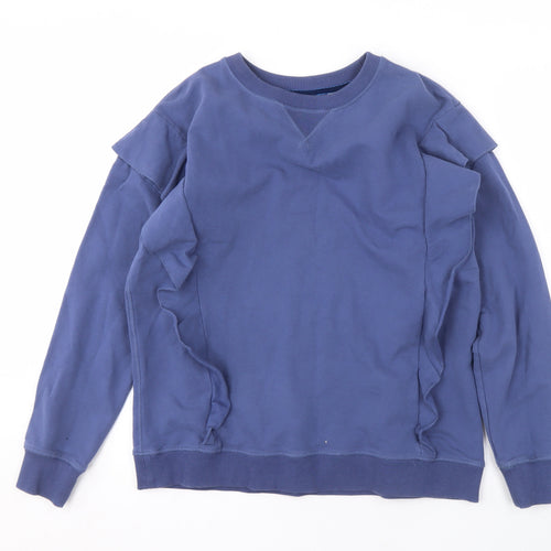 AND/OR Women's Blue Ruffle Sweatshirt Size 8