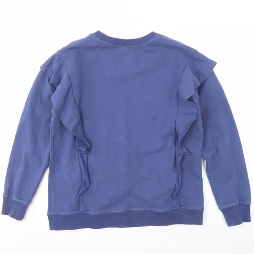 AND/OR Women's Blue Ruffle Sweatshirt Size 8