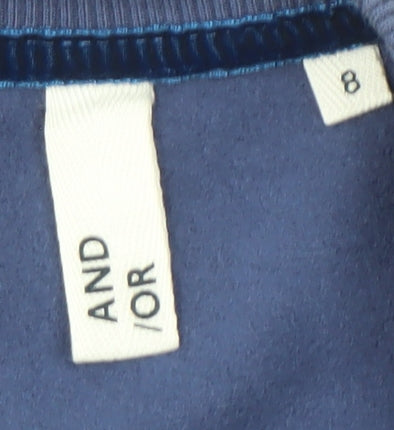 AND/OR Women's Blue Ruffle Sweatshirt Size 8