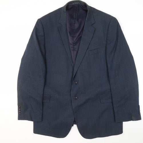 Jaeger Men's Blue Check Suit Jacket 48R Regular Fit