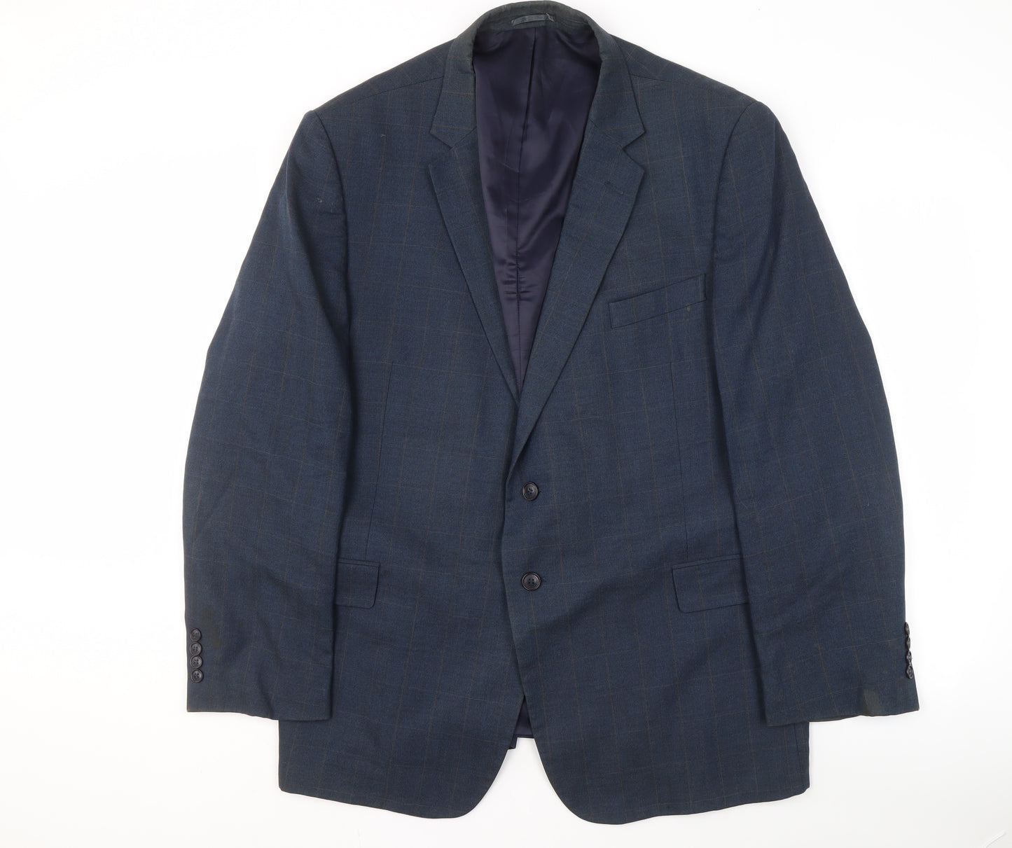 Jaeger Men's Blue Check Suit Jacket 48R Regular Fit